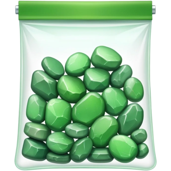 ziplock bag with green rocks inside emoji