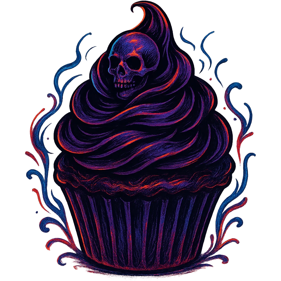 Gothic cupcake in flux pro style, no background emoji