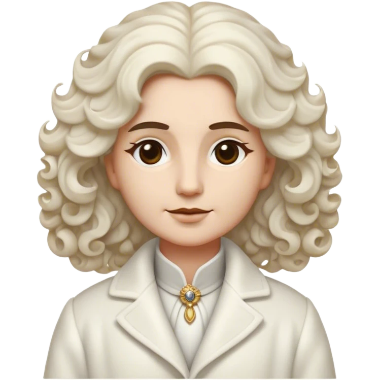 Cinematic Noble Wavy-Haired Maltese Portrait Emoji, Poised and regal, with a delicate, compact build and a pristine, wavy-haired white coat that cascades in gentle curls, deep-set soulful dark eyes, Simplified yet sharp and sophisticated features, highly detailed, glowing with a soft, dignified glow, high shine, intelligent and gentle, stylized with an air of refinement, focused and attentive, soft glowing outline, capturing the essence of a watchful and graceful companion, so majestic it feels as though it could prance out of the screen with effortless authority! emoji