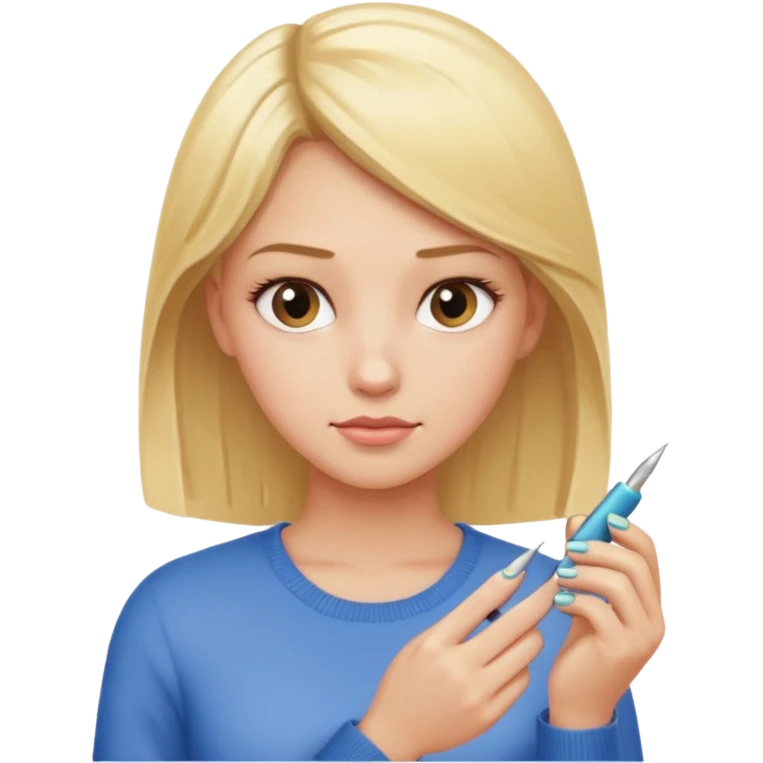 Blondie girl making nails emoji