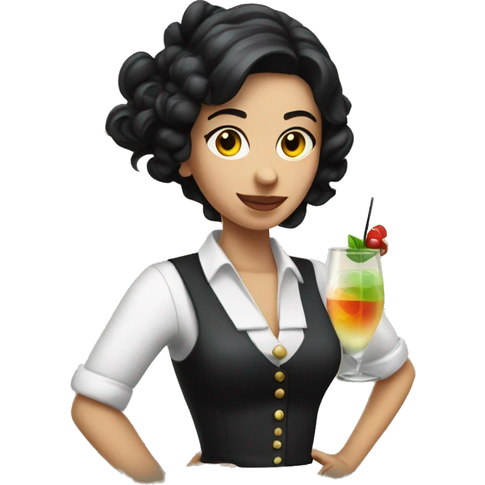 white barmaid dark hair shaking a cocktail emoji