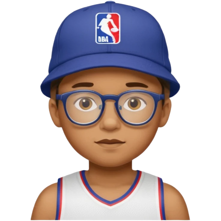 glasses child with hat and nba jersey emoji