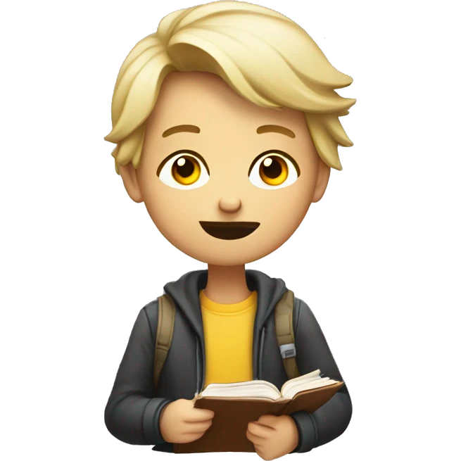 bored demotivated young student holding book emoji