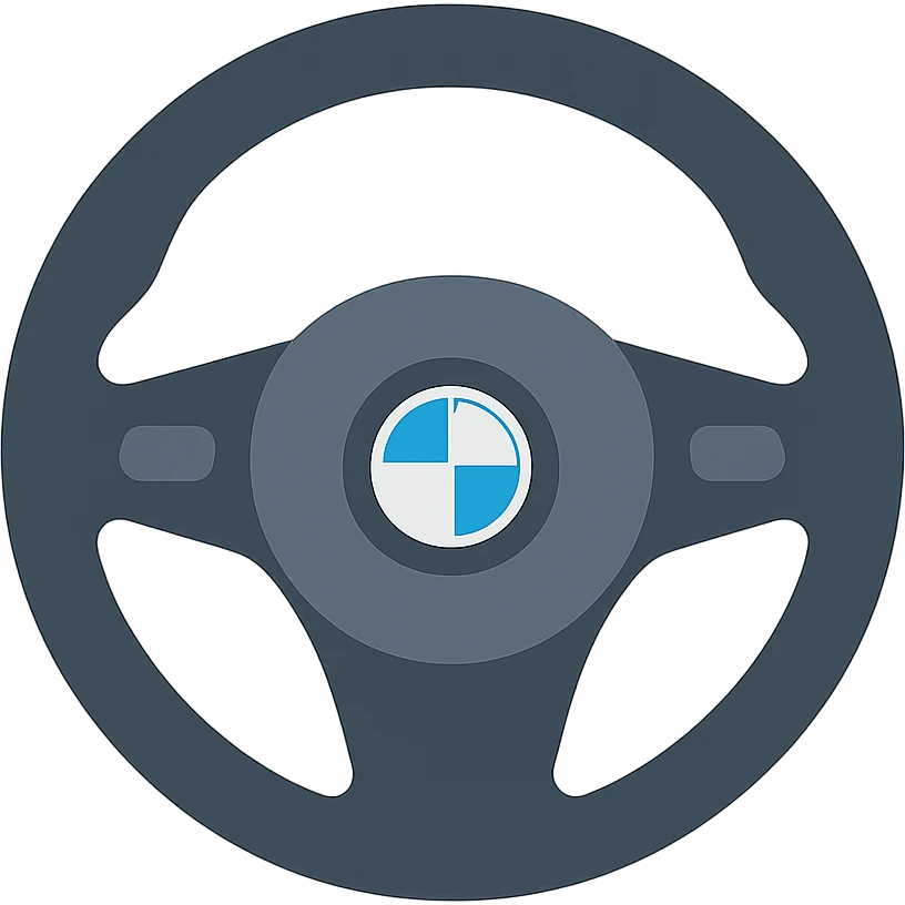 BMW steering wheel, minimal flat color icon style emoji