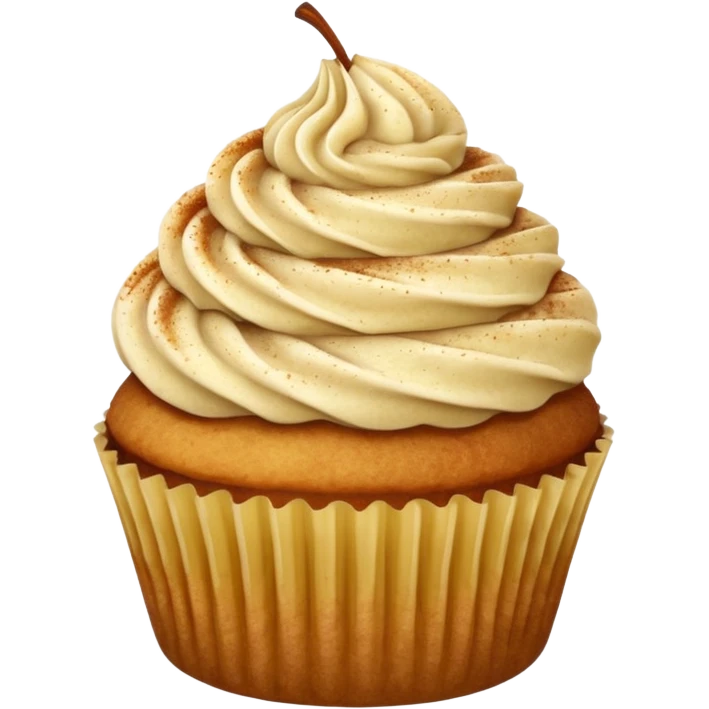 Pear cupcake with cinnamon dusting emoji