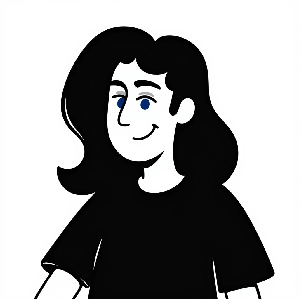 A cool guy with light skin, blue eyes, long hair, smiling emoji