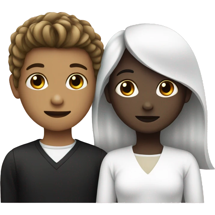 Boy with black heart and girl with white heart emoji