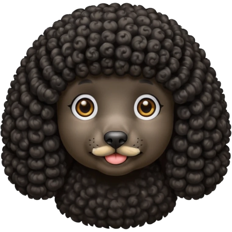 black poodle, round face emoji