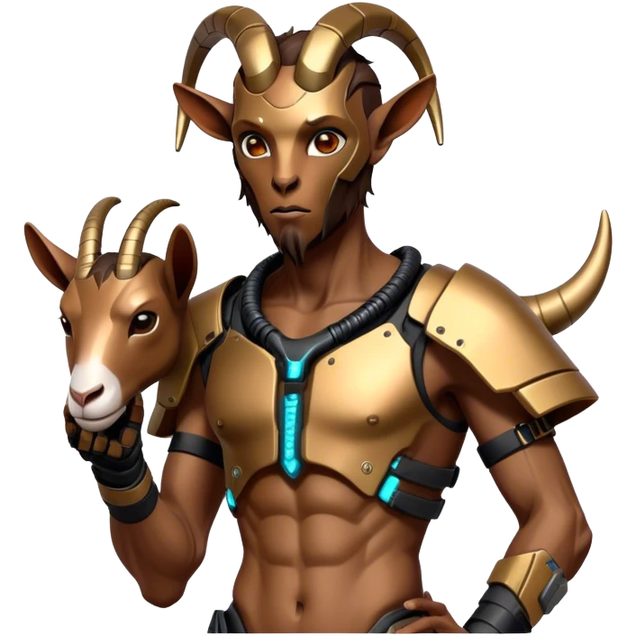Cyberpunk Goat(Ram) man 2/3 view emoji