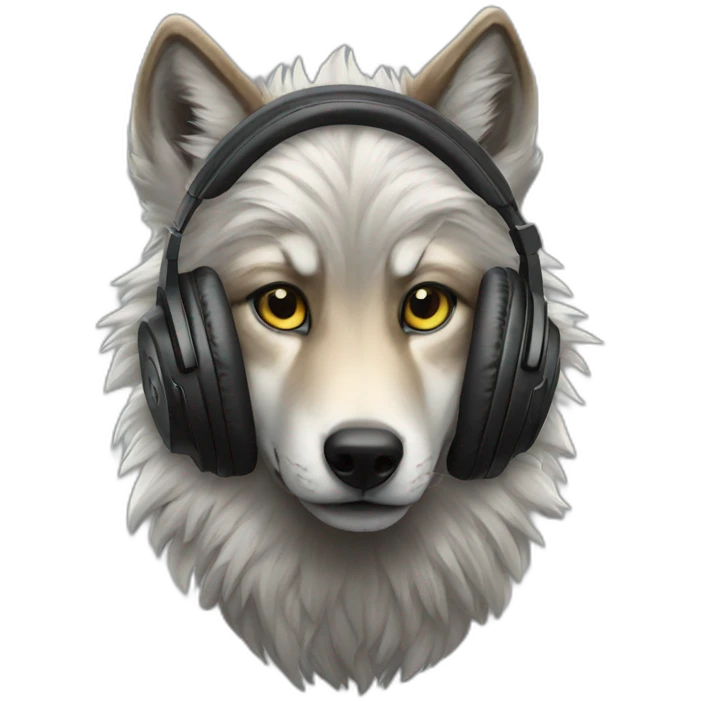 Boy Wolf headphones hyper realistic emoji
