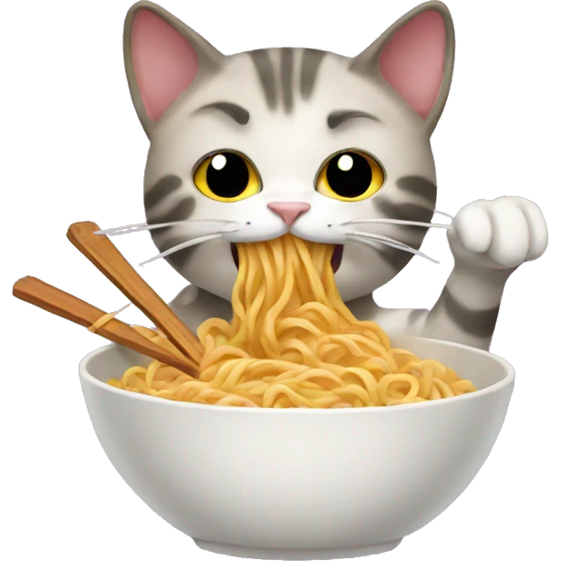Cat eating ramen noodles  emoji