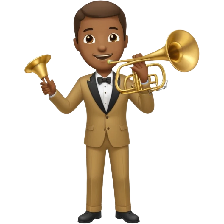black man playing trombone full body emoji