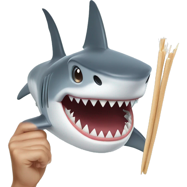 shark with toothpick emoji