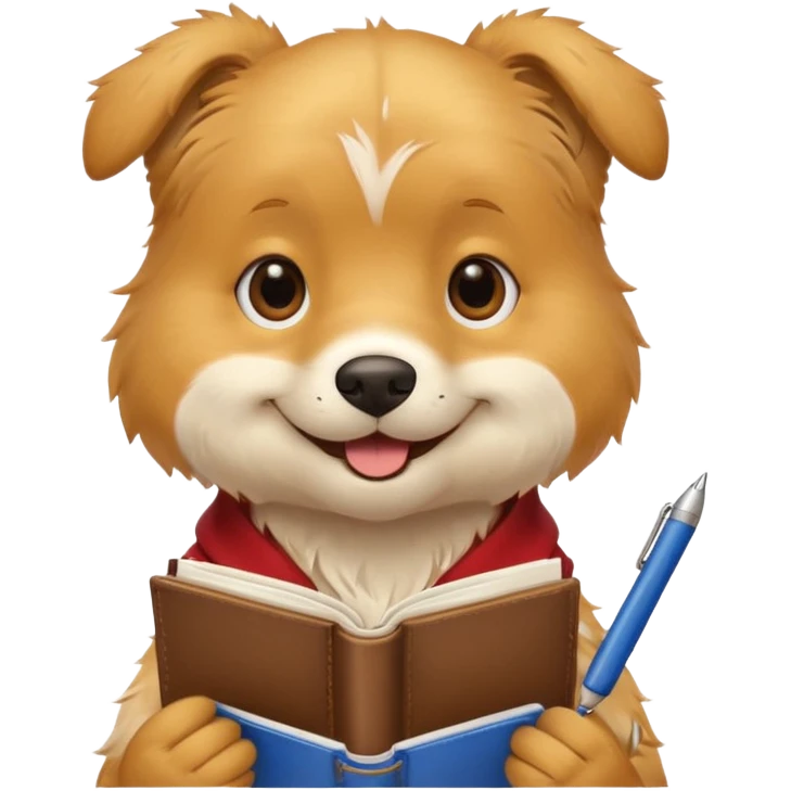 funny full dog with diary and pen emoji