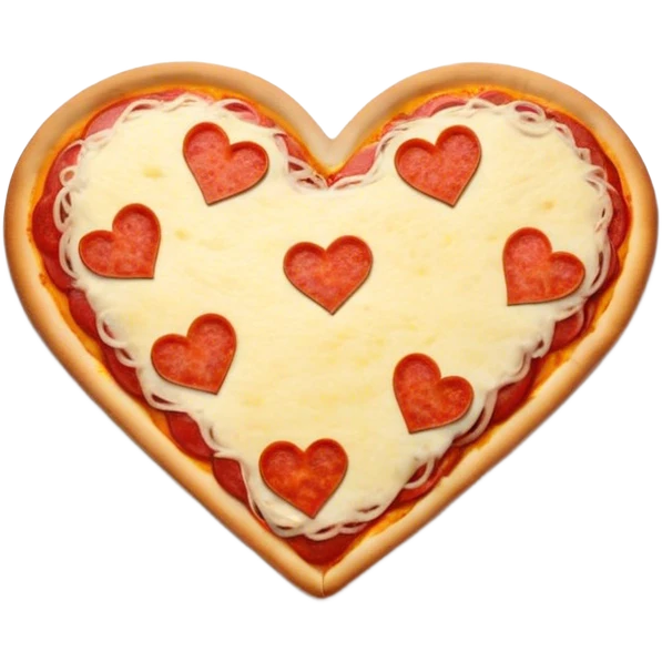 Una pizza con forma de corazón con trozos de piña emoji