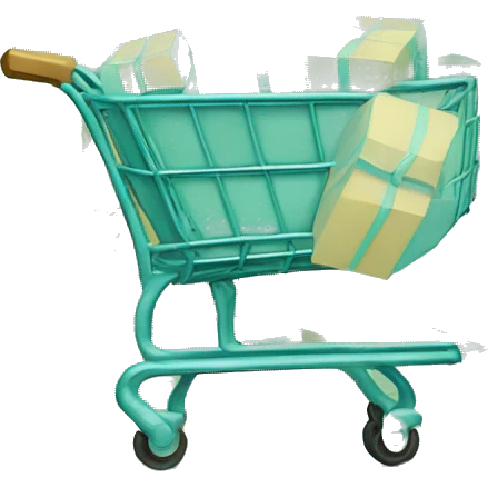 I need a metal shopping cart filled with tiffany-colored boxes. emoji