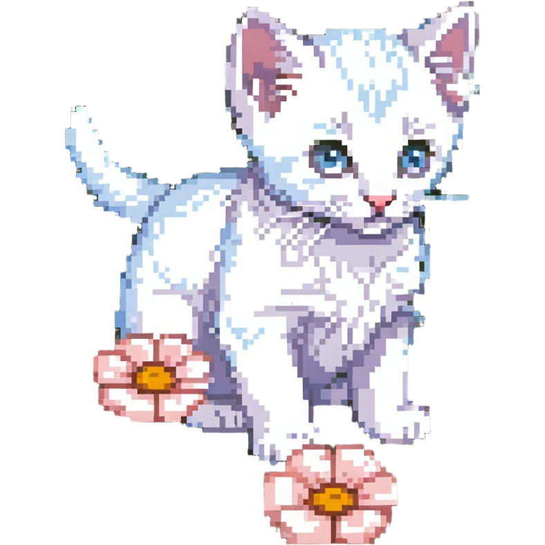Kitten smells flowers emoji