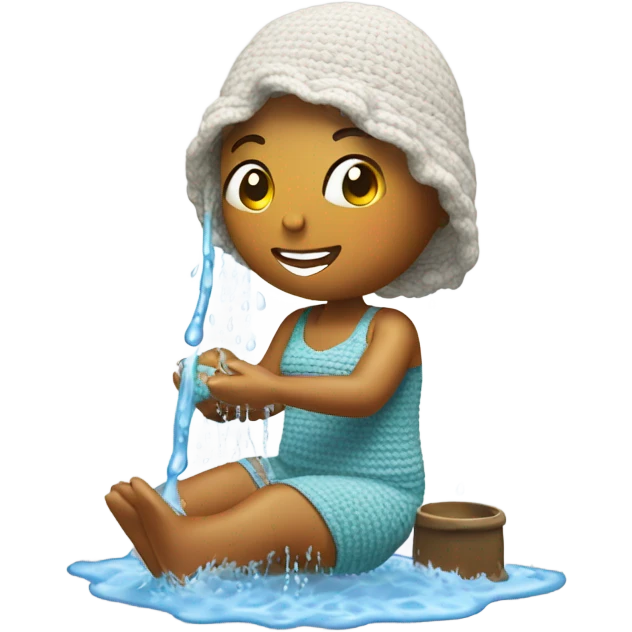 Woman crocheting in the shower emoji