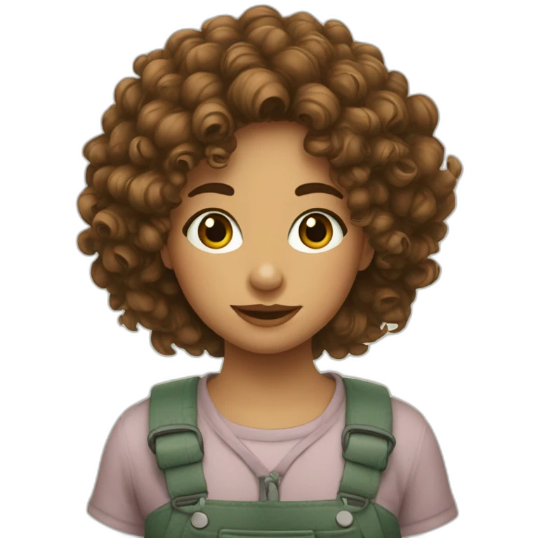 fille aux yeux verts et cheveux bouclés bruns emoji