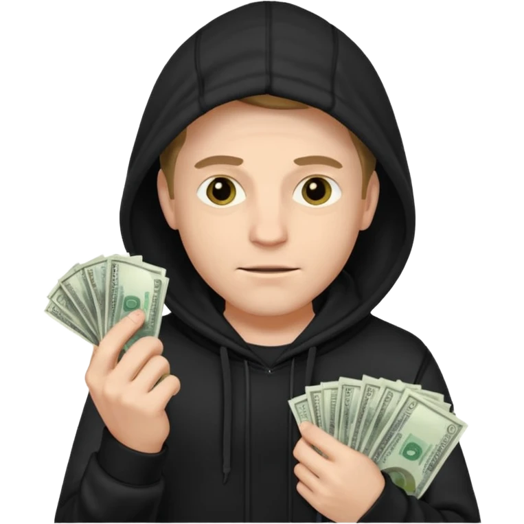 robber with a wad of money but he is white and in black hoodiethis guy with money emoji
