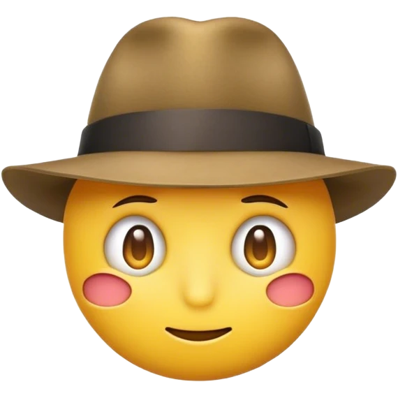 round emoji wearing fedora, looking left suspiciously emoji
