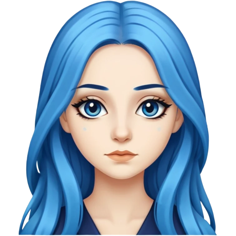 pretty long and blue hair baddie with eyeliner  emoji