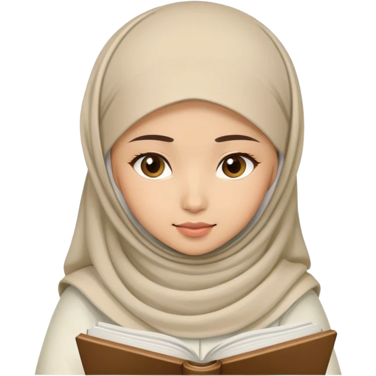 a white young asian Muslim woman studying  emoji