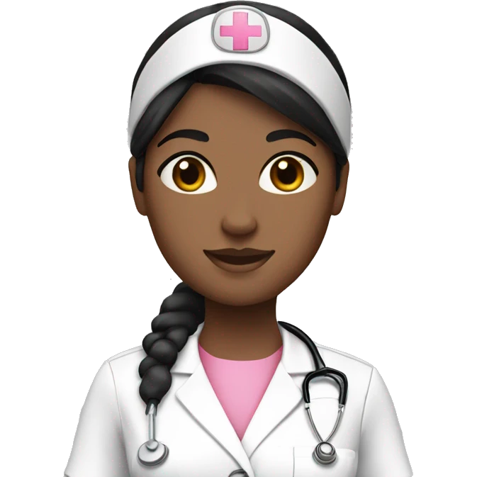  1 Nurse ,white woman, black hair ,pink scrubs  emoji