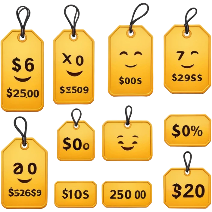 price tags with different prices being compared emoji
