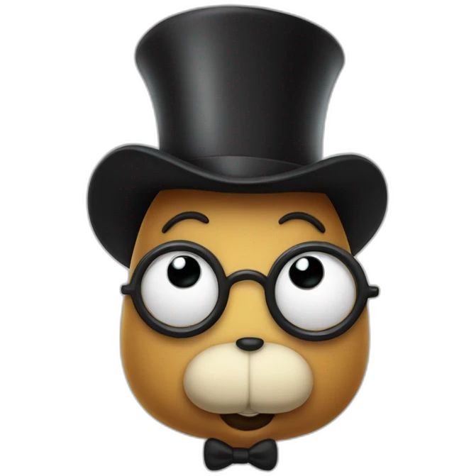  Cartoon peanut wearing a top hat and a monocle emoji