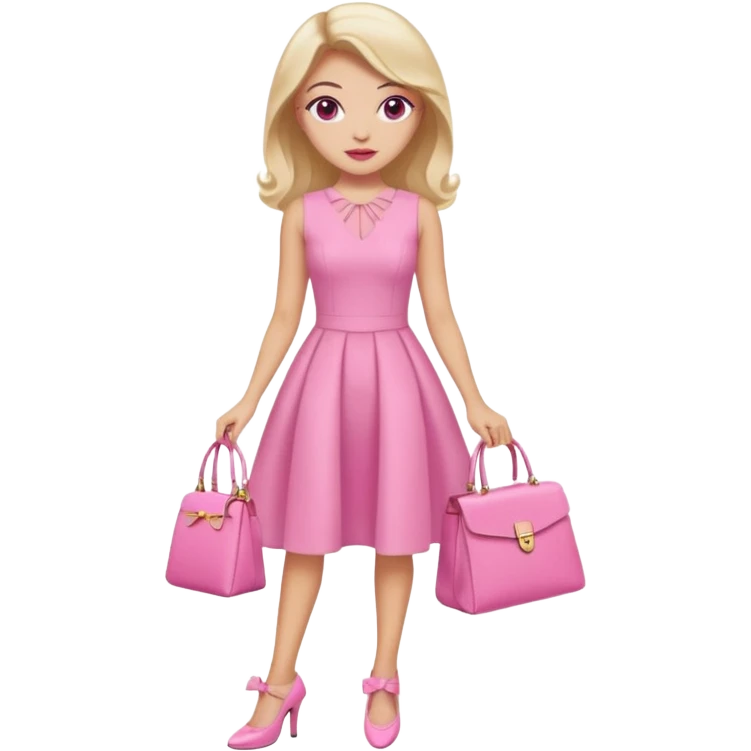 Pink dress and shoes and makeup and bag emoji