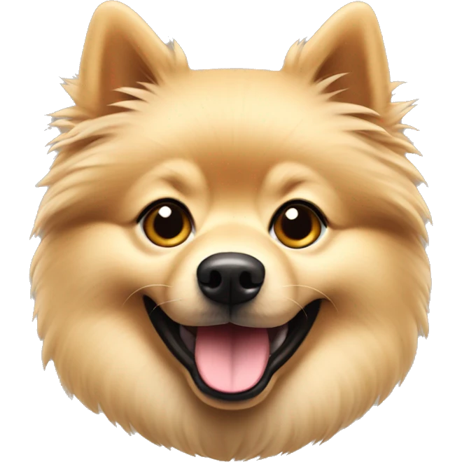 German Spitz dog, beige color, looks happy   emoji