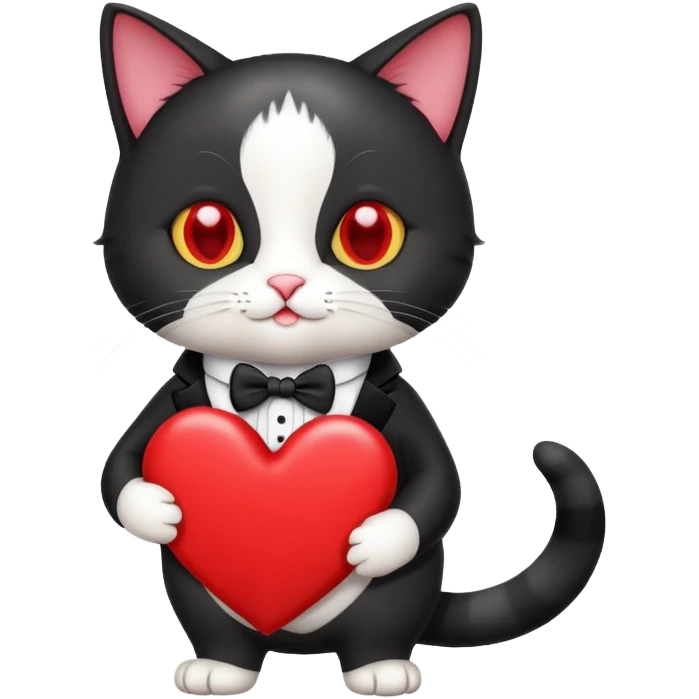 Tuxedo cat carrying 💌 emoji