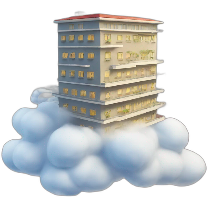 flying hotel on clouds emoji