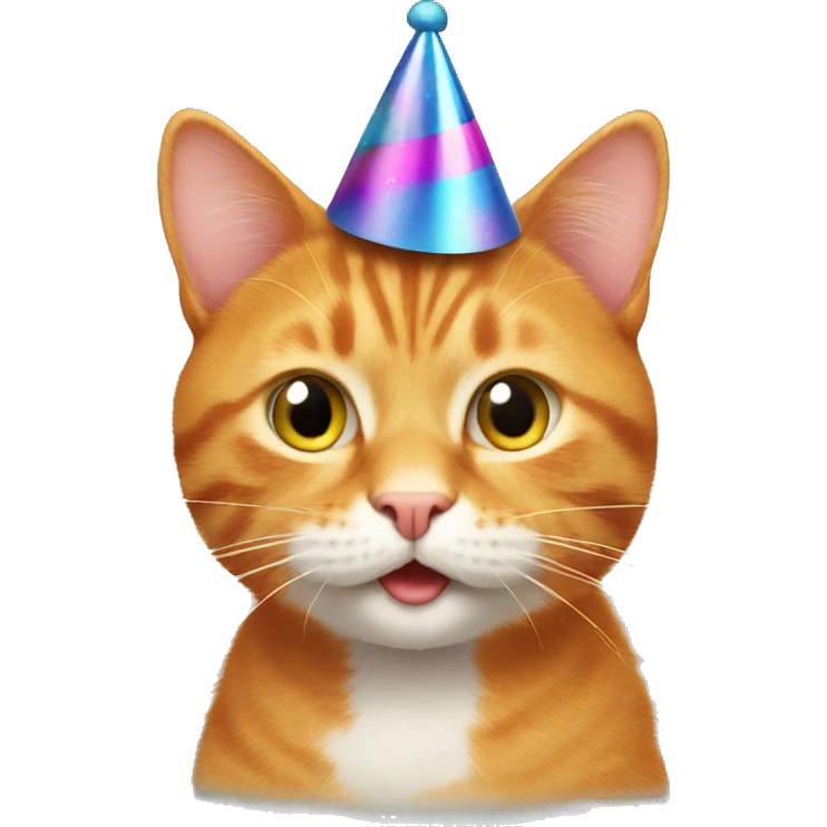 ginger cat with party hat emoji