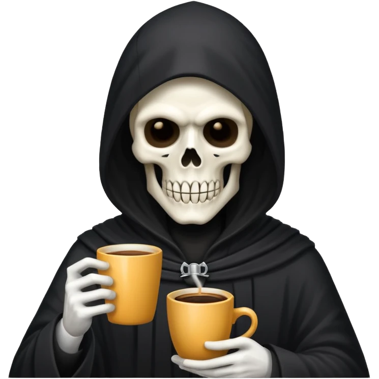 grim reaper holding phone and coffee emoji