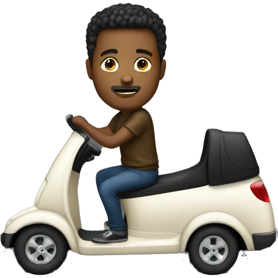 A man who has sitting on a black coupe emoji