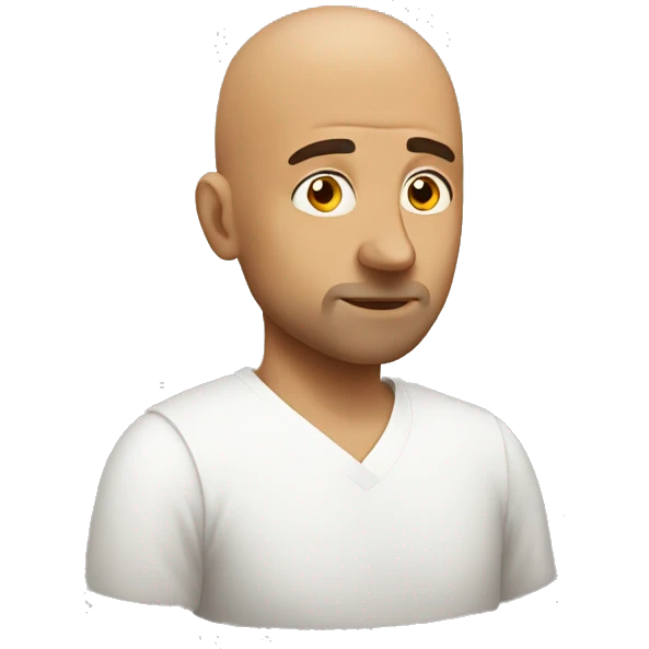 thoughtful bald man indoors emoji