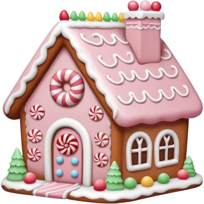 Cute light pink gingerbread house aesthetic  emoji
