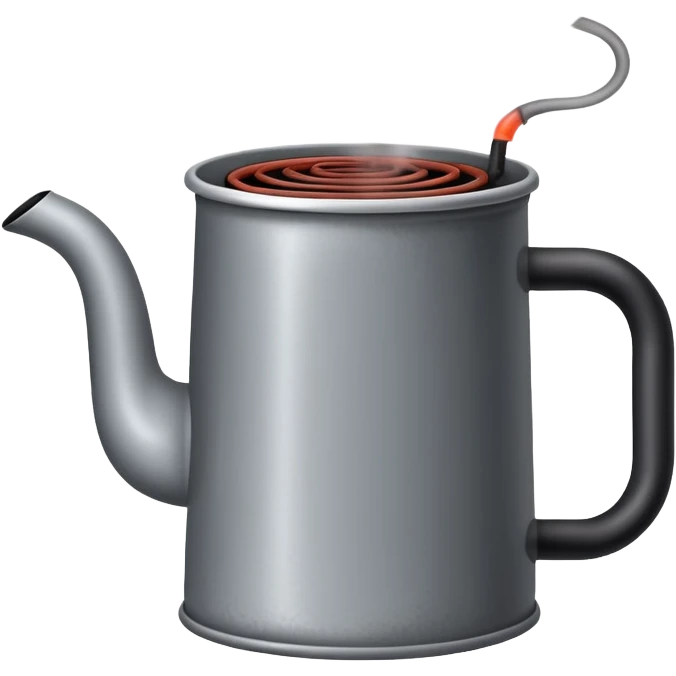 Chifir Kettle  
Visual: A tin mug steaming with tea, an immersed coil heater inside.  
Details: Gray mug, black heater, wispy steam lines, faint red glow on coil.  
Purpose: Symbolizes camaraderie and ritualistic tea-drinking. emoji