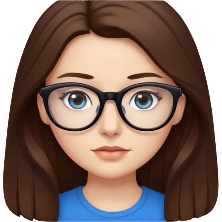 white fancy girl with long and brown hair black glasses emoji