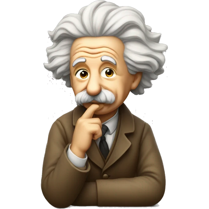 sitting philosopher albert einstein lean on hist fist emoji