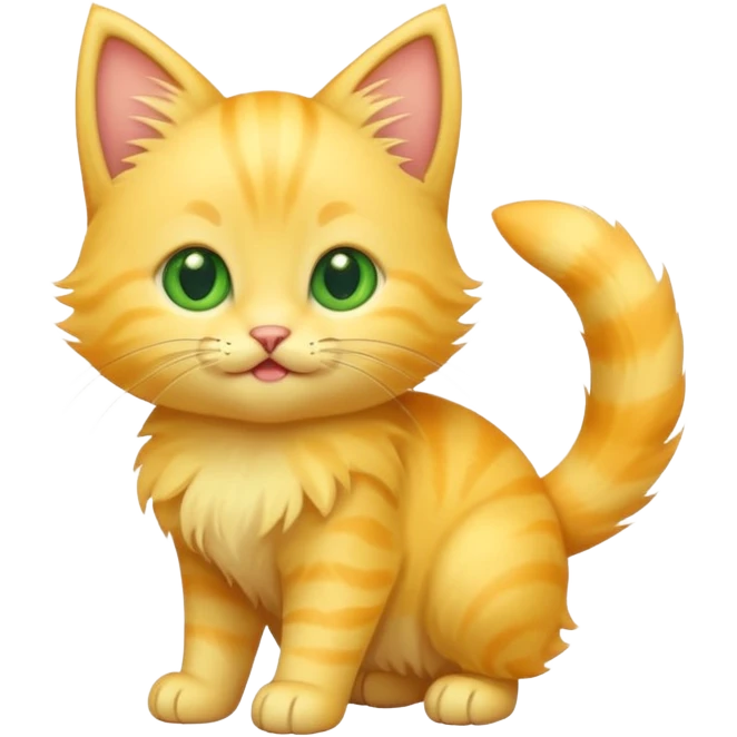 A cute cartoon yellow kitten sitting and wagging its tail. emoji