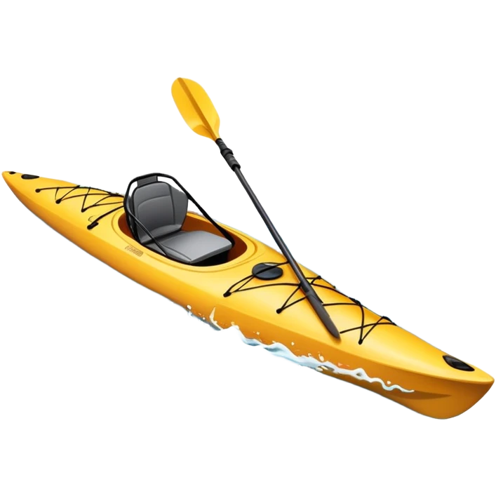 An icon showing a close-up of a sleek kayak with double-bladed paddles gliding through water. Splashes surround the boat as it cuts across a calm surface, symbolizing speed and focus. Transparent background emphasizes the dynamic and personal nature of kayak paddling. emoji