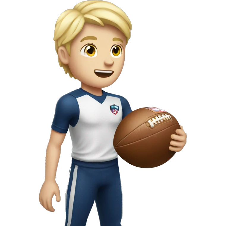 Blonde boy with a AFL ball in his hands emoji