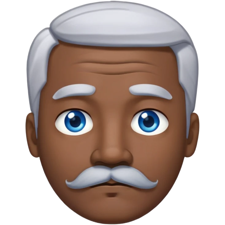 "- Nam
- 40 tuổi
- Da đen
- Tóc bạc
- Mắt xanh nước biển, có ria
- Mặt buồn
" emoji
