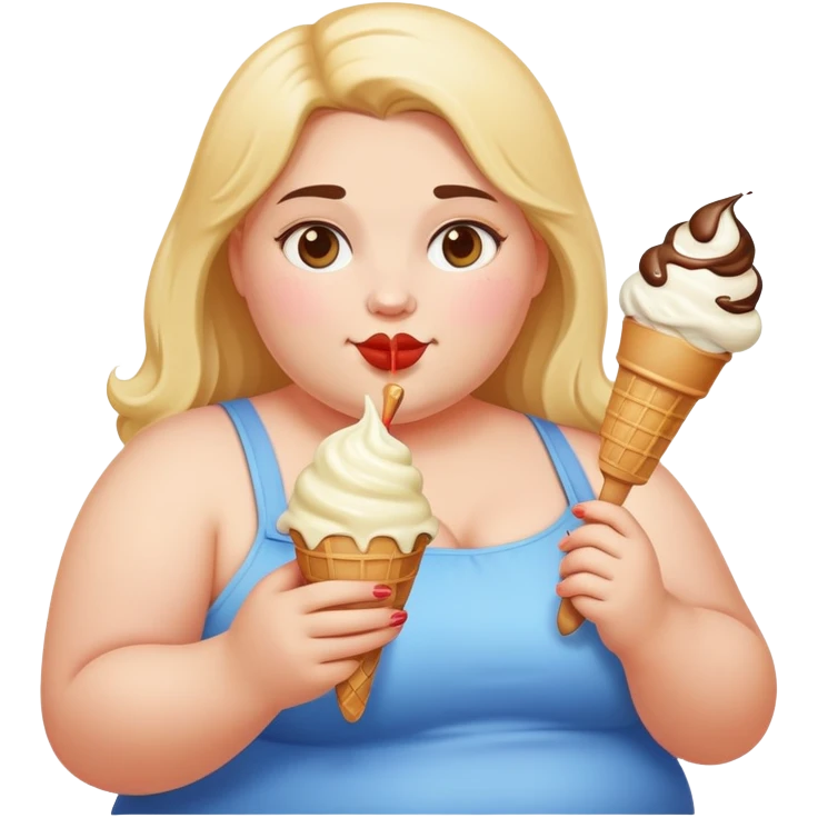Fat girl eating ice cream emoji