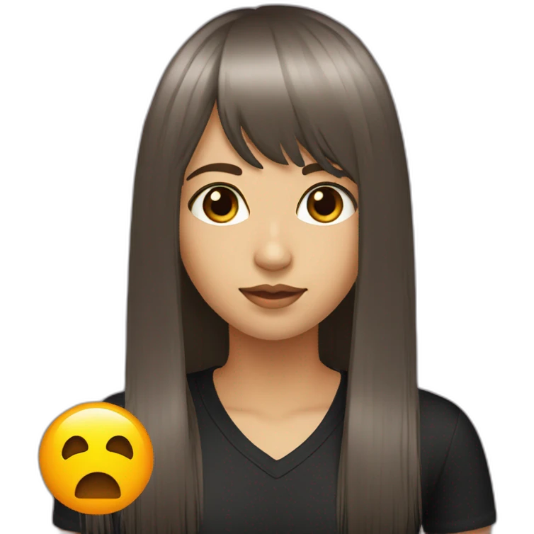 dark-brown-long-hair-fringe-girl-with-black -eyes Download emoji emoji