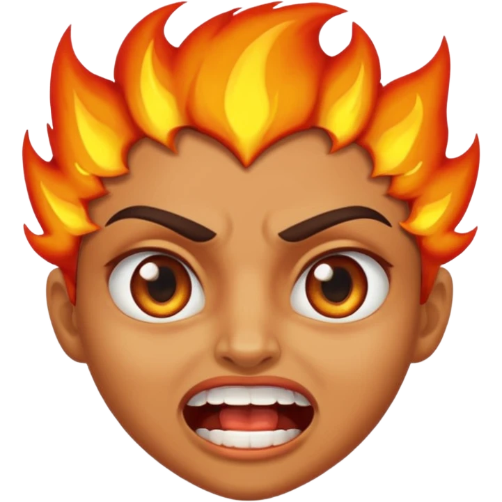 revenge time emoji, intense facial expression, fiery eyes, clenched teeth emoji