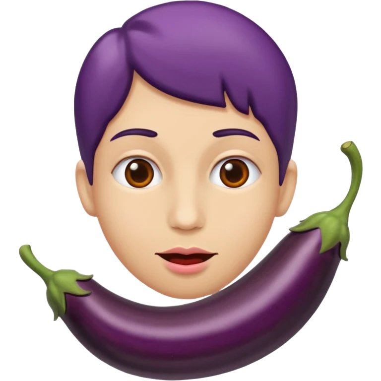choqué avec une aubergine dans la bouche emoji